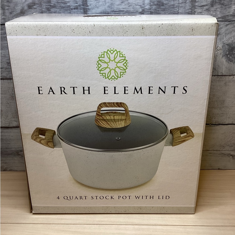 Earth Elements Vintage Speckle 4 Quart Stock Pot with Lid NIB - Picture 2 of 5
